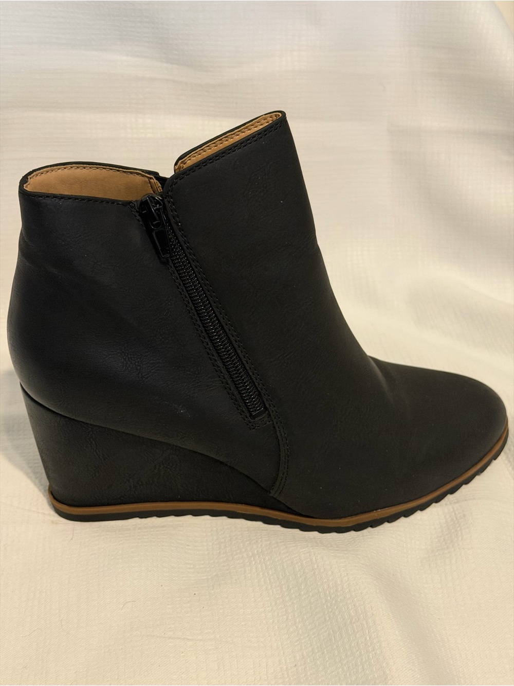 SOUL Naturalizer Black Wedge Ankle Boot with Side Zip